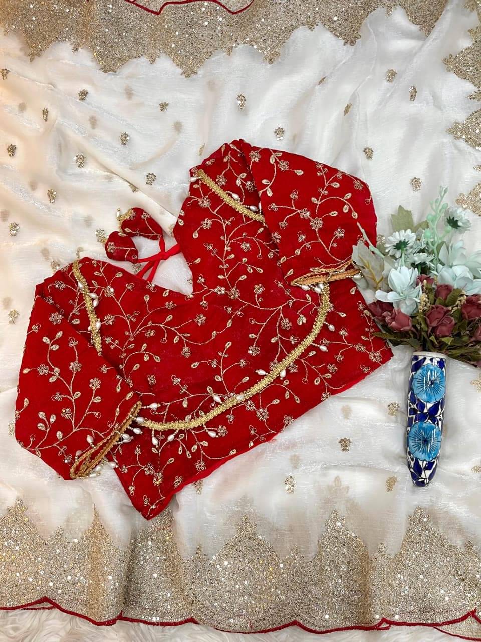     			SHREE SHYAM CREATION Art Silk Embroidered Bhagalpuri Saree With Unstitched Blouse Piece ( White )