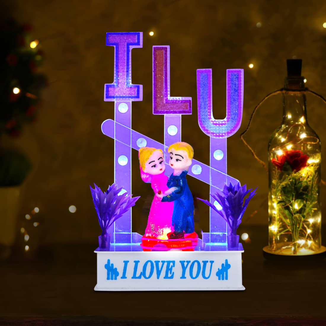 AARTISH ILU LOVE Doll Crystal Showpiece with LED Lights, Valentines Gift Romantic Couple Statue Showpiece with Crystal Figurine, Gift for Girlfriend, Boyfriend, Husband, Home Décor,