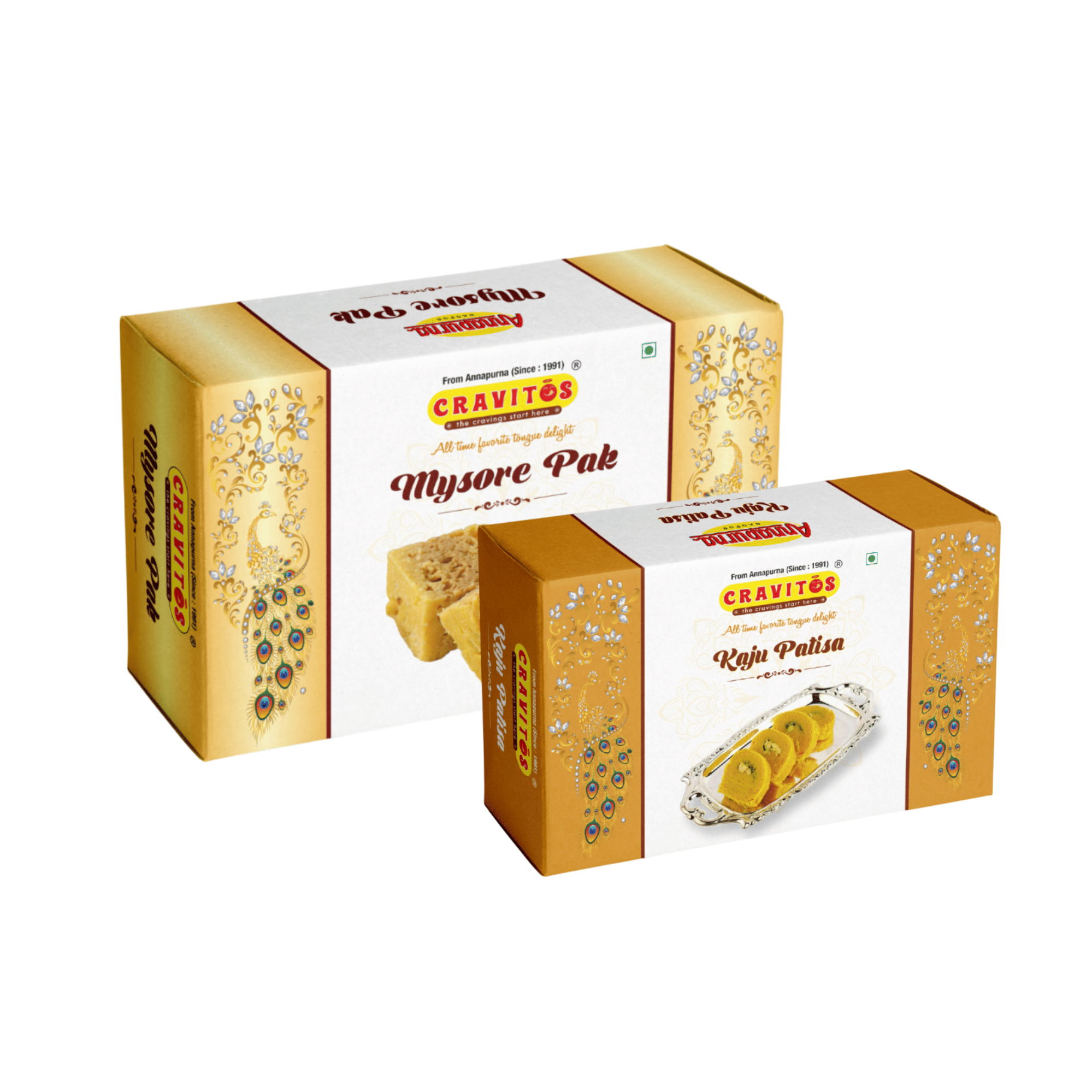     			CRAVITOS Mysore Pak 200g & Kaju Patisha 150g | PACK OF 350 gm