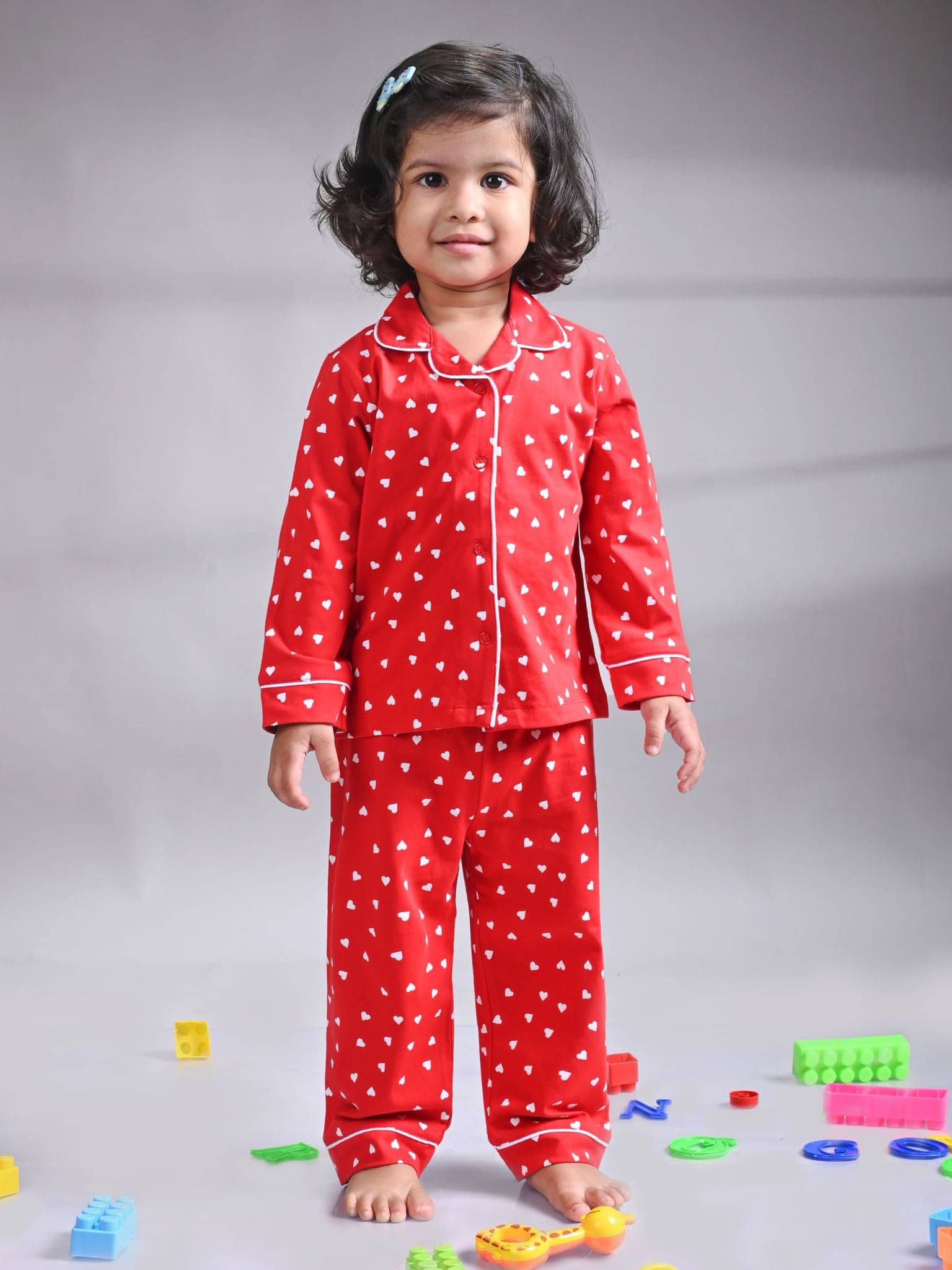     			DEAR TO DAD Pack of 1 Baby Girls Cotton Nightsuit Set ( Red )
