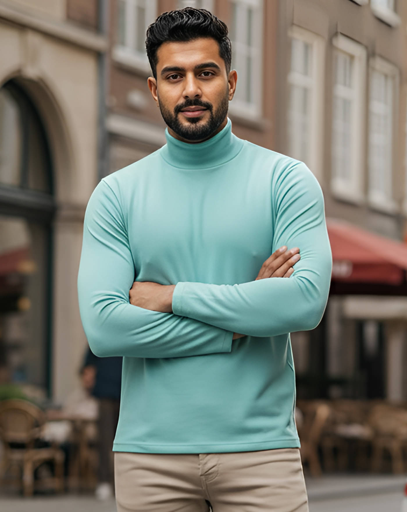 ENITOR Men Cotton Blend Regular Fit Solid T-Shirt ( Aqua Blue ) ENITOR Men Cotton Blend Regular Fit Solid T-Shirt ( Aqua Blue )