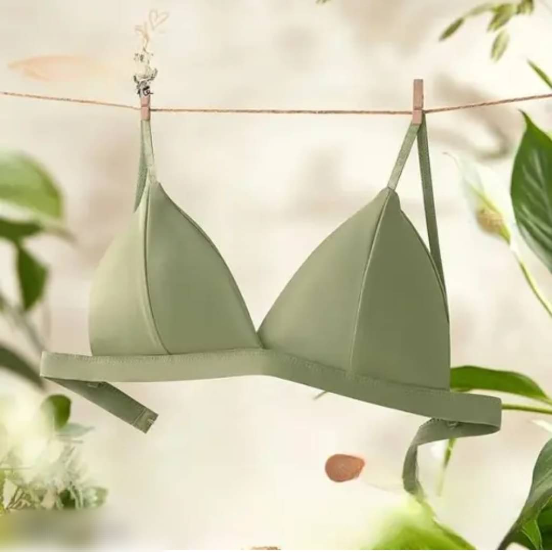 HANGERON Pack of 1 Cotton Blend Lightly Padded Bralette Bra For Women ( Green ) HANGERON Pack of 1 Cotton Blend Lightly Padded Bralette Bra For Women ( Green )