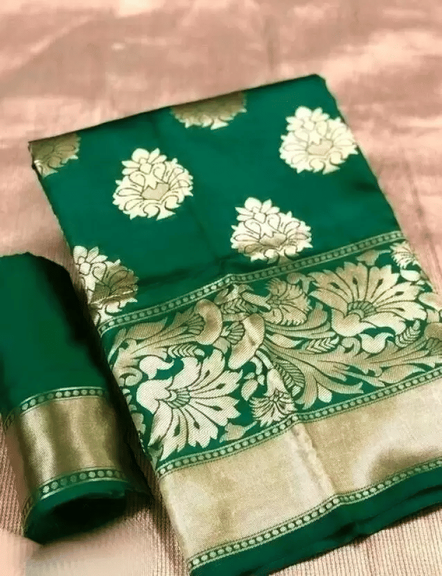     			KIVERA Silk Blend Woven Design Banarasi saree With Unstitched Blouse Piece ( Green )