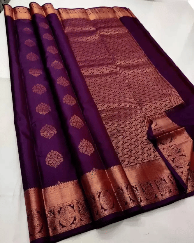 KIVERA Silk Blend Woven Design Banarasi saree With Unstitched Blouse Piece ( Purple ) KIVERA Silk Blend Woven Design Banarasi saree With Unstitched Blouse Piece ( Purple )