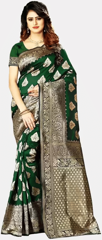 KIVERA Silk Blend Woven Design Banarasi saree With Unstitched Blouse Piece ( Green ) KIVERA Silk Blend Woven Design Banarasi saree With Unstitched Blouse Piece ( Green )