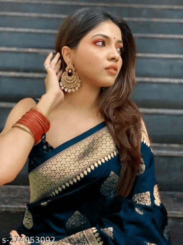 KIVERA Silk Blend Woven Design Banarasi saree With Unstitched Blouse Piece ( Teal ) KIVERA Silk Blend Woven Design Banarasi saree With Unstitched Blouse Piece ( Teal )