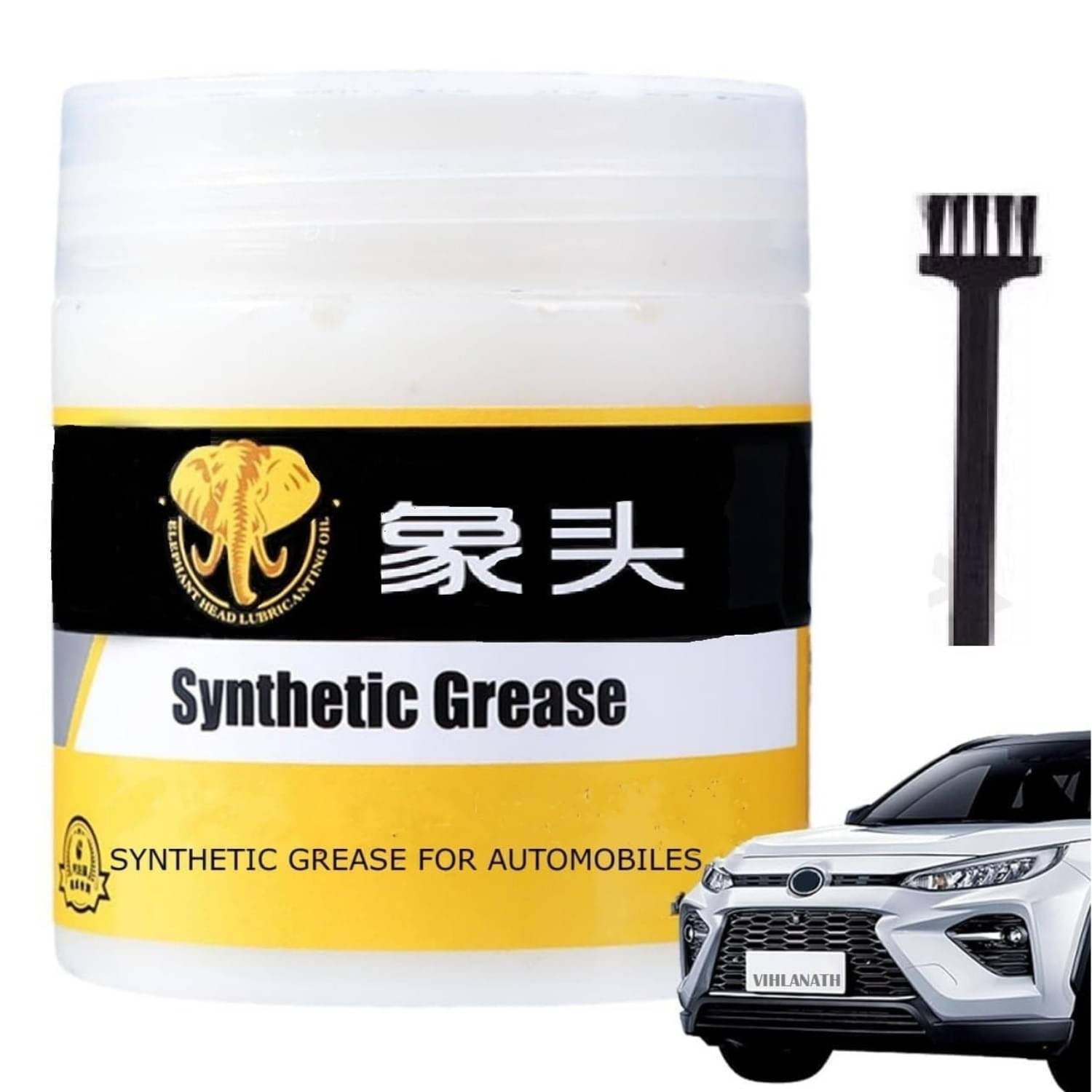    			KRAMOX Automotive Synthetic Grease Lubricant with Brush, Reduces Friction, Noise, Rust and Corrosion Protection, Heavy Duty Vehicle White Grease, Long Lasting for Cars, Buses, Trucks, 2 Wheelers