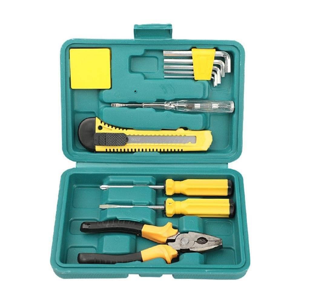     			Multi Functional 7 in 1 Family Hand Tool Kit Replaceable Screwdriver Assortment, Hex Key, Test Pencil Tape Measure and Pliers Tool Set