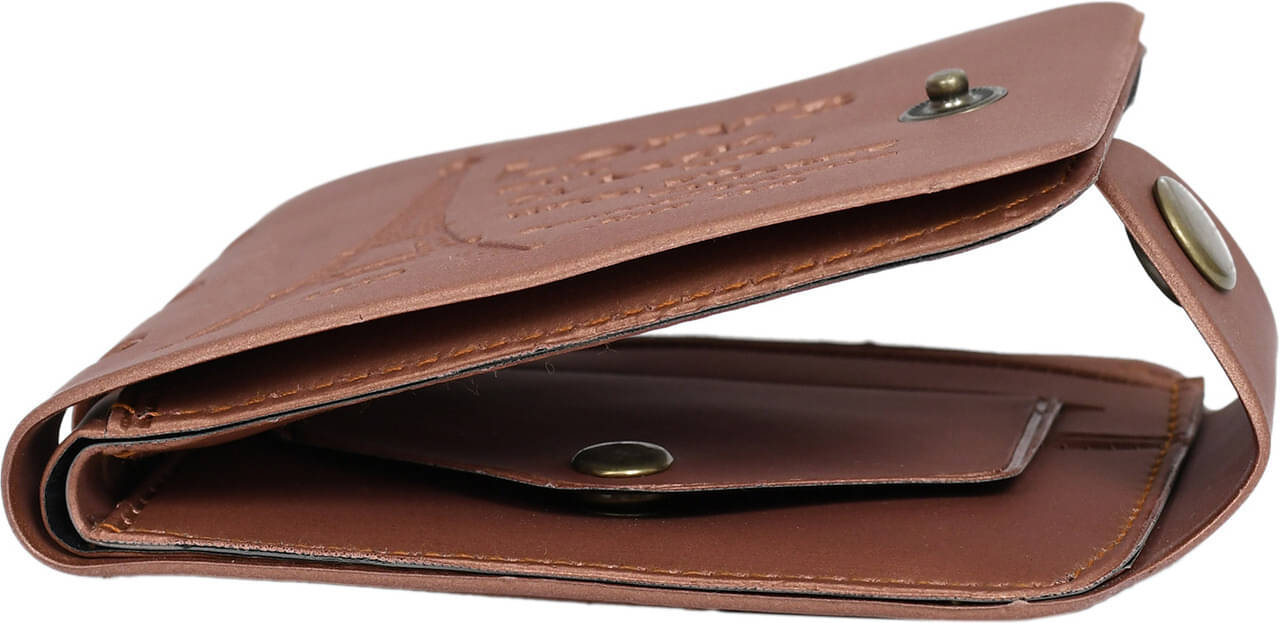     			PANZIK Leather Printed Men's RFID Wallet With 4 Slots For Card ( Tan , Pack of 1 )
