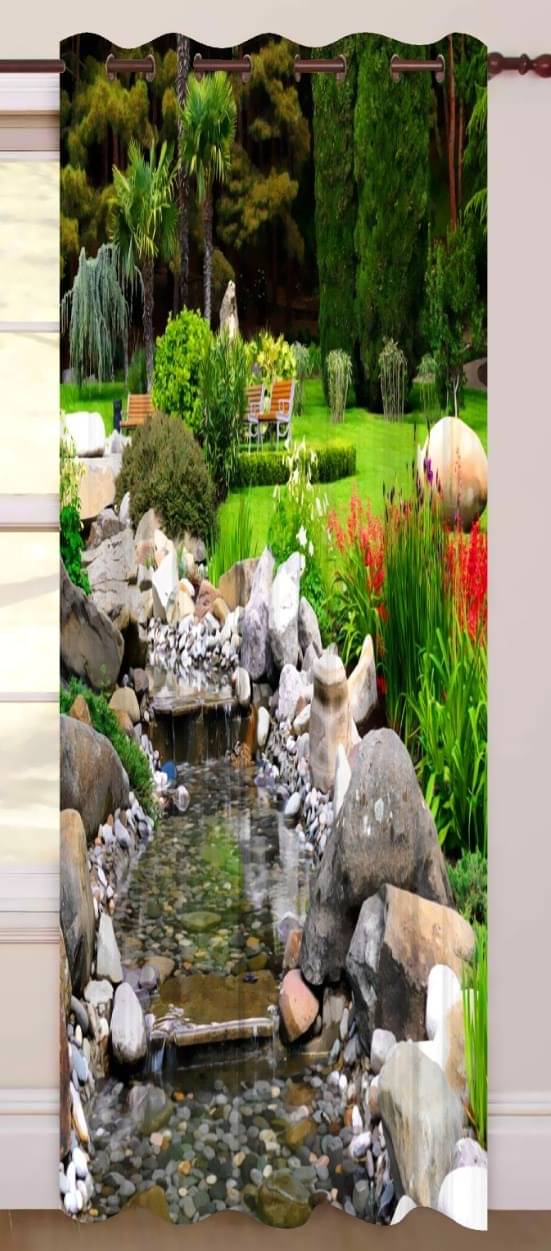     			Royal Decor Graphic Room Darkening Eyelet Curtain 5 ft ( Pack of 1 ) - Green