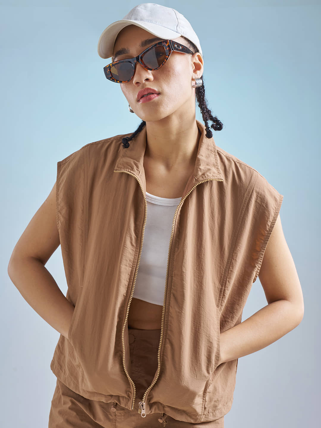 Tokyo Talkies Women High Neck Regular Jacket ( Brown ) - Jackets & Coats | Buy online on ZillyBuy