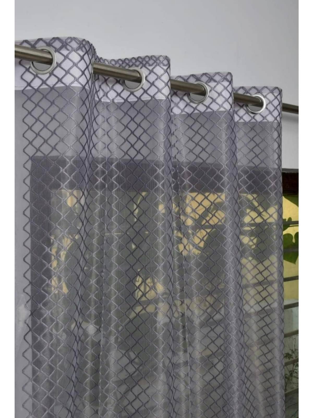 UrbanArts Abstract Semi-Transparent Eyelet Curtain 7 ft ( Pack of 1 ) - Grey UrbanArts Abstract Semi-Transparent Eyelet Curtain 7 ft ( Pack of 1 ) - Grey