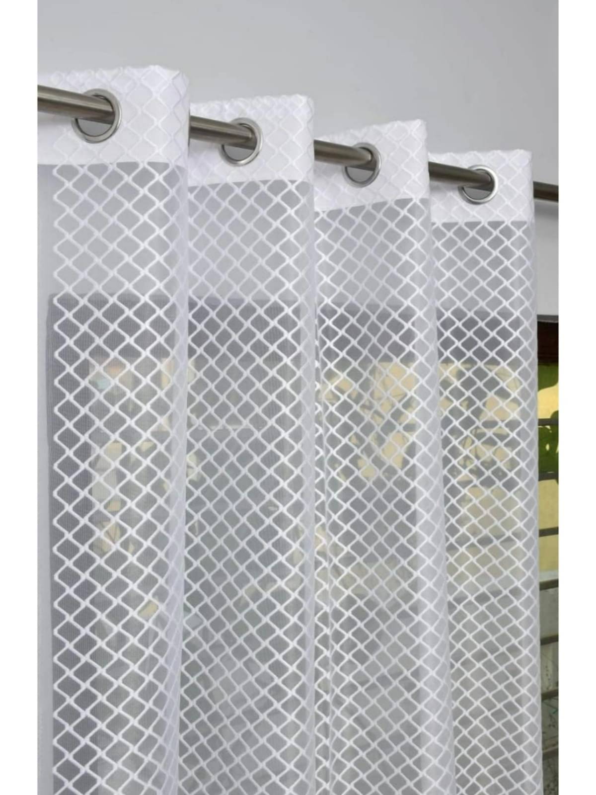 UrbanArts Abstract Semi-Transparent Eyelet Curtain 5 ft ( Pack of 1 ) - White UrbanArts Abstract Semi-Transparent Eyelet Curtain 5 ft ( Pack of 1 ) - White