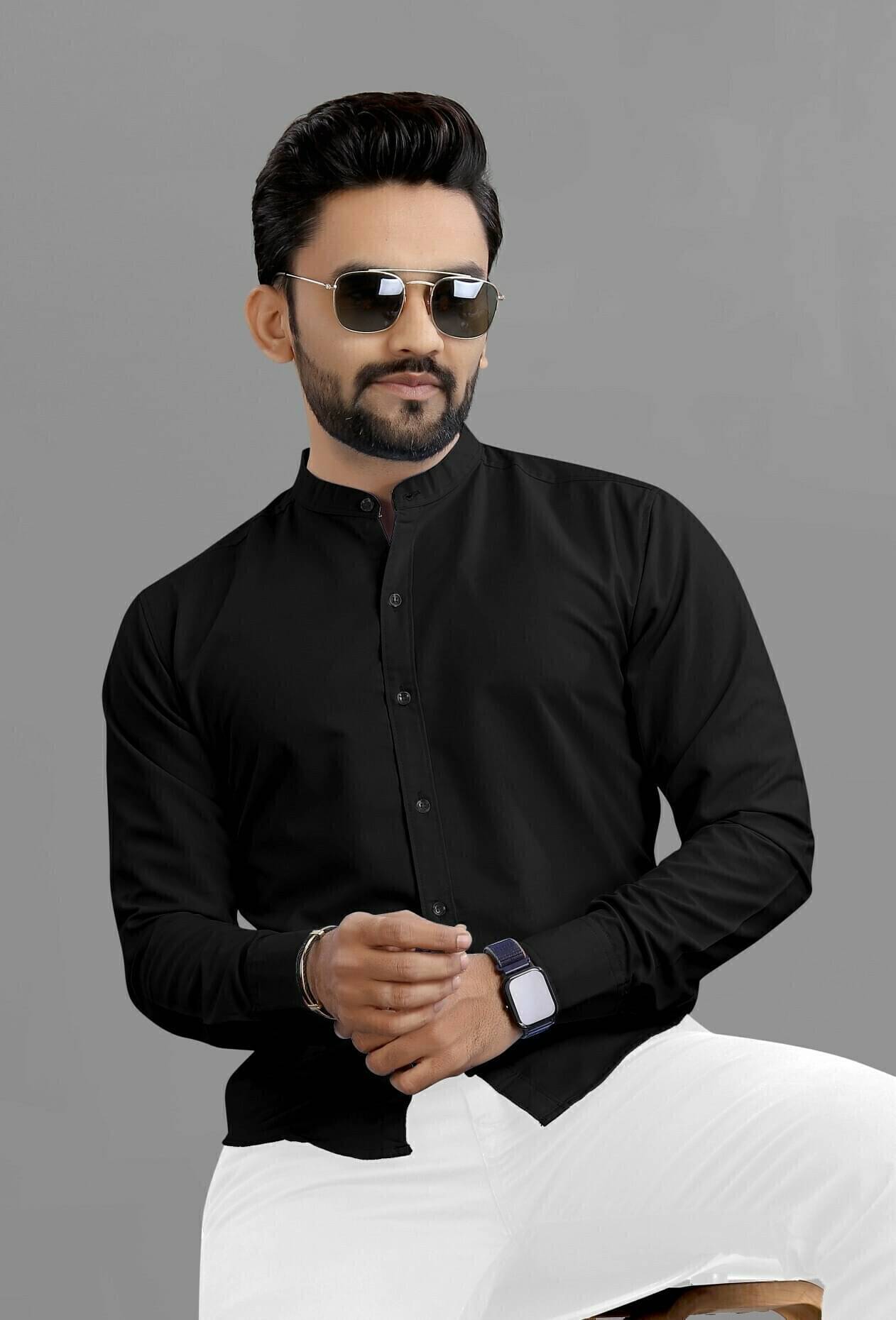 VN creation Cotton Blend Regular Fit Solids Full Sleeves Men's Casual Shirt - Black ( Pack of 1 ) VN creation Cotton Blend Regular Fit Solids Full Sleeves Men's Casual Shirt - Black ( Pack of 1 )