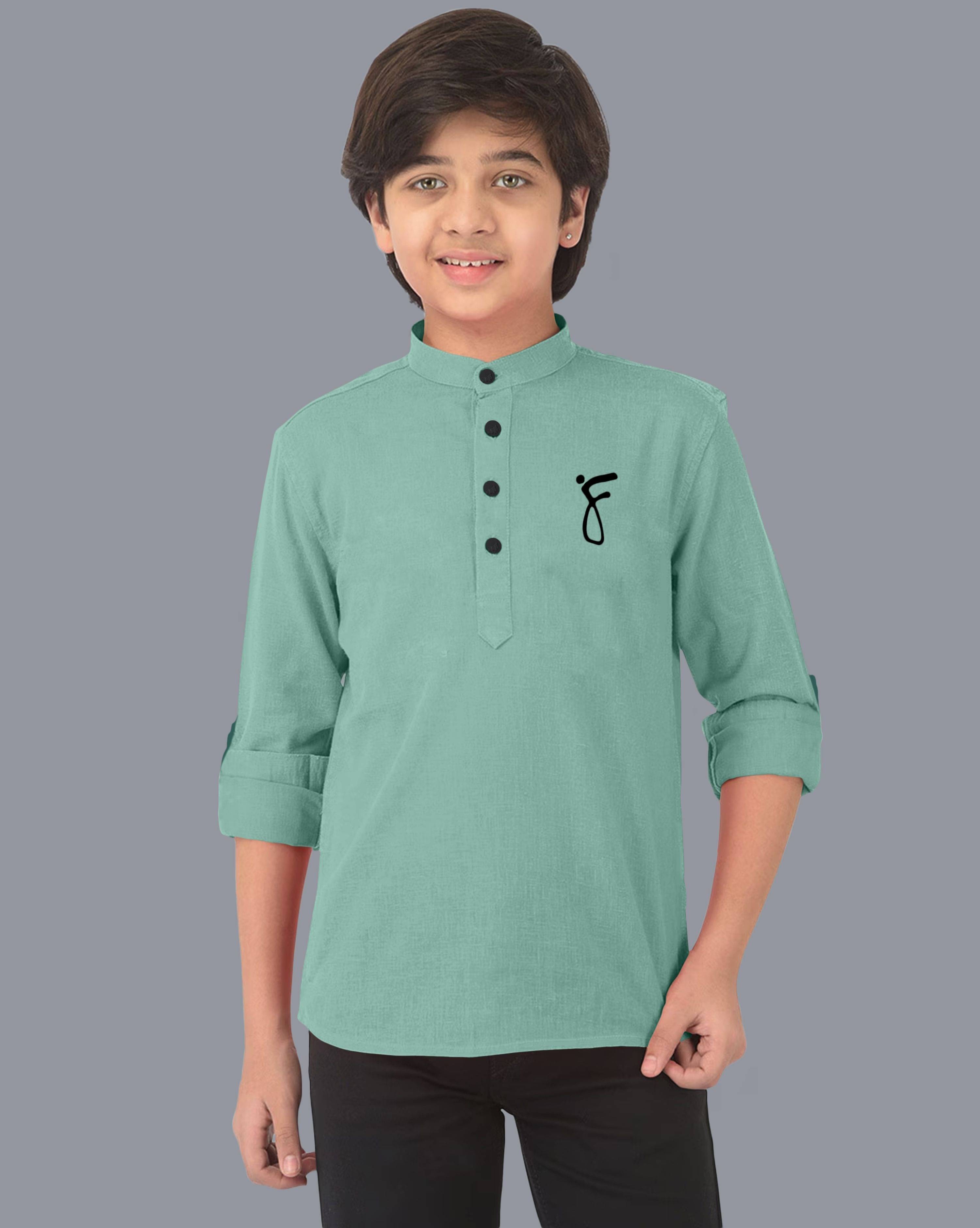     			VTEXX Boys Cotton Blend Solid Pattern Kurta ( Light Green , Pack of 1 )