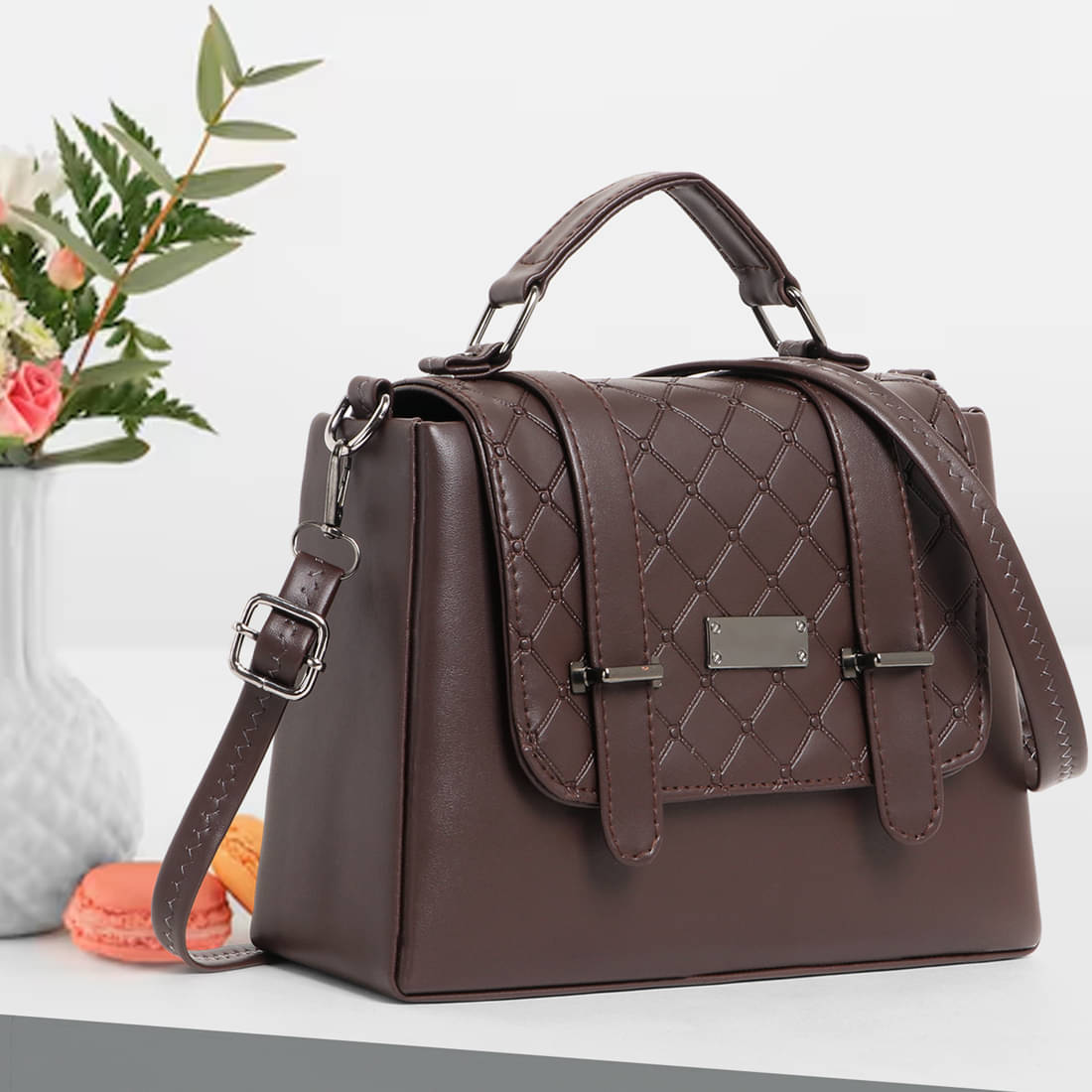     			Zaxcer Sling Bag PU Set of 1 ( Brown )