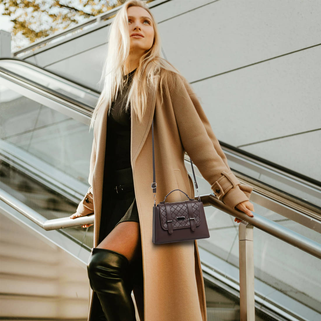     			Zaxcer Sling Bag PU Set of 1 ( Brown )