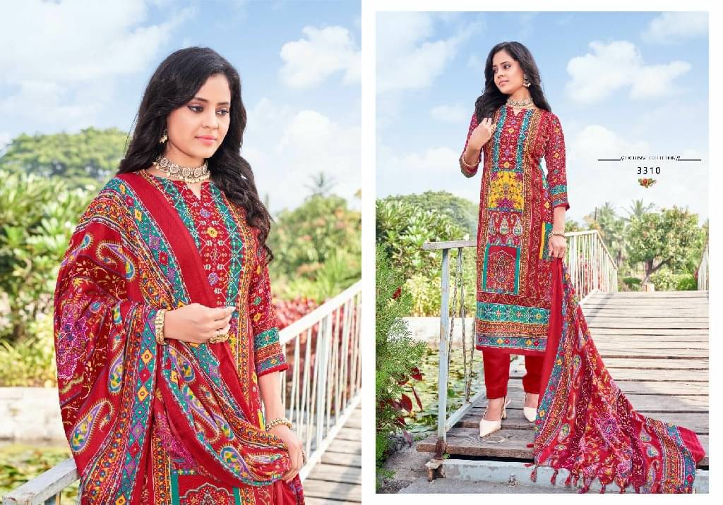     			anchits Women Woollen Printed Straight Kurti With Palazzo ( Red )