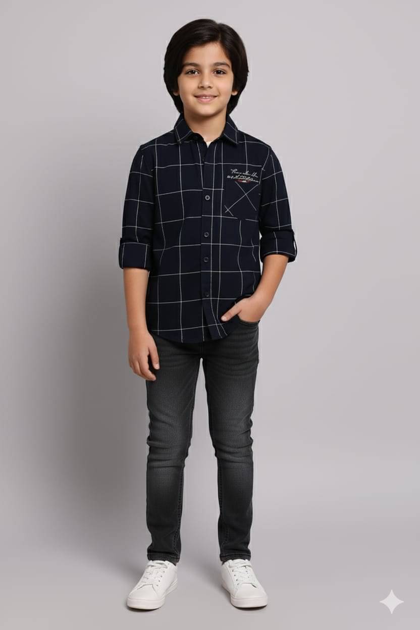     			kiyansh club Pack of 1 Boys Cotton Blend Full Sleeves Shirt ( Black )