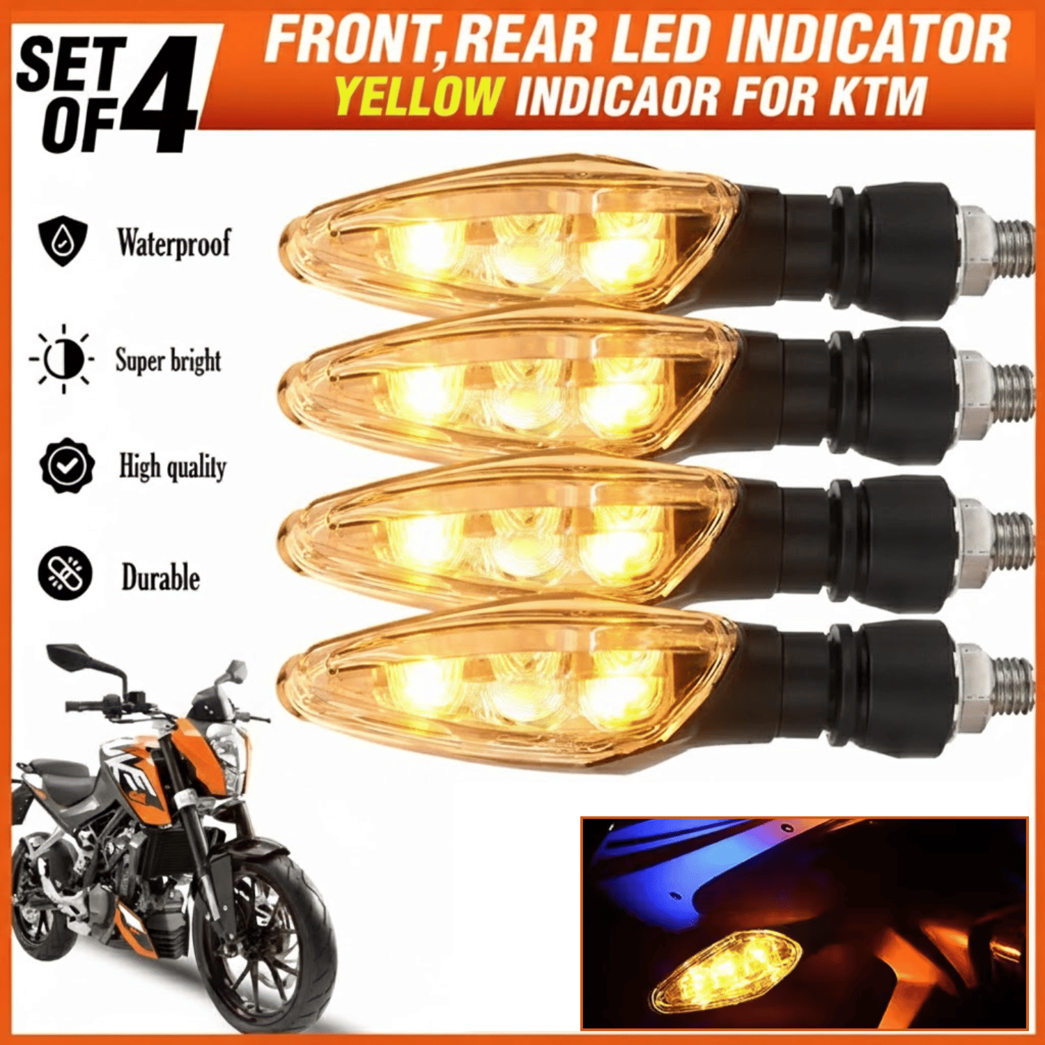 AKSMIT Indicator Light For All Bike Make ( Pack of 4 )