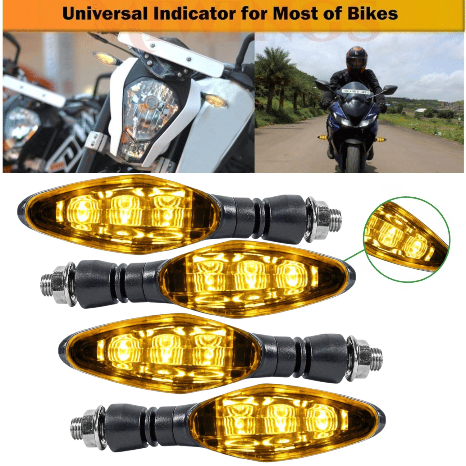 AKSMIT Indicator Light For All Bike Make ( Pack of 4 )