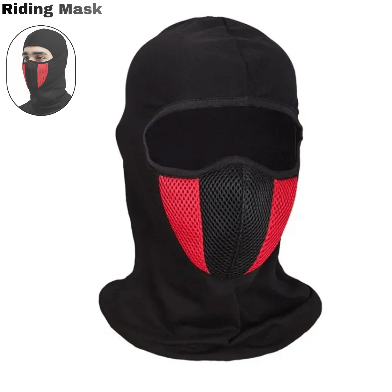     			Aksmit Full Cover Face Mask Cotton Fabric Bike Riding Washable Dust Protection Balaclava For Men Women Neck Gaiter Helmet Liner Pack of 1
