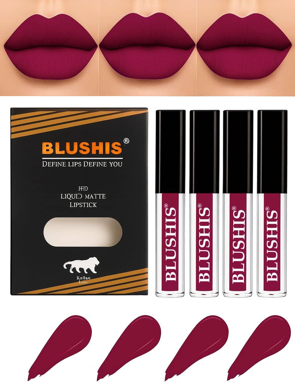 BLUSHIS Pink Matte Long Lasting Liquid Lipstick ( Pack of 4 )