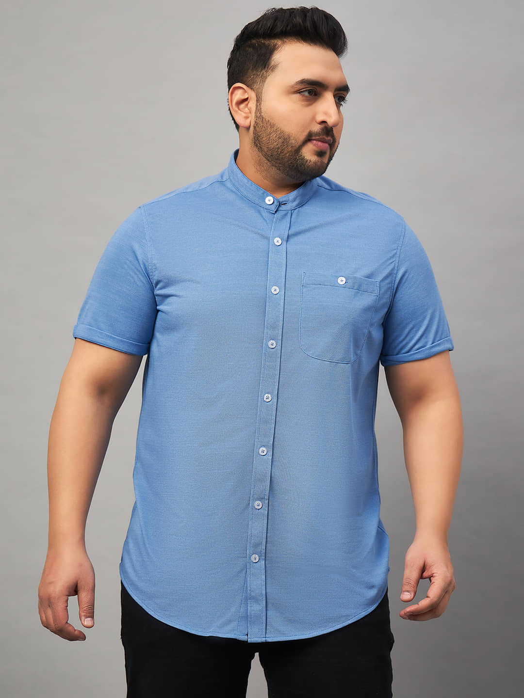 Club York Cotton Blend Oversized Fit Solids Half Sleeves Men's Casual Shirt - Blue ( Pack of 1 )