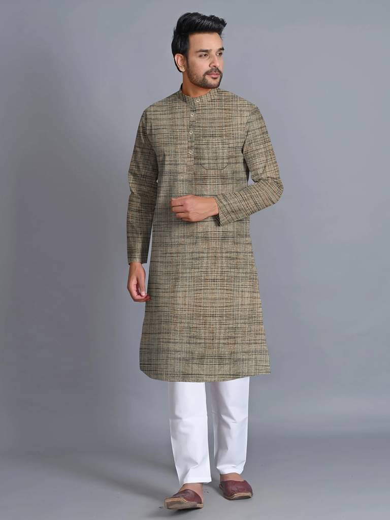     			GEN X GALLERIA Khaki Cotton Men's Regular Kurta ( Pack of 1 )