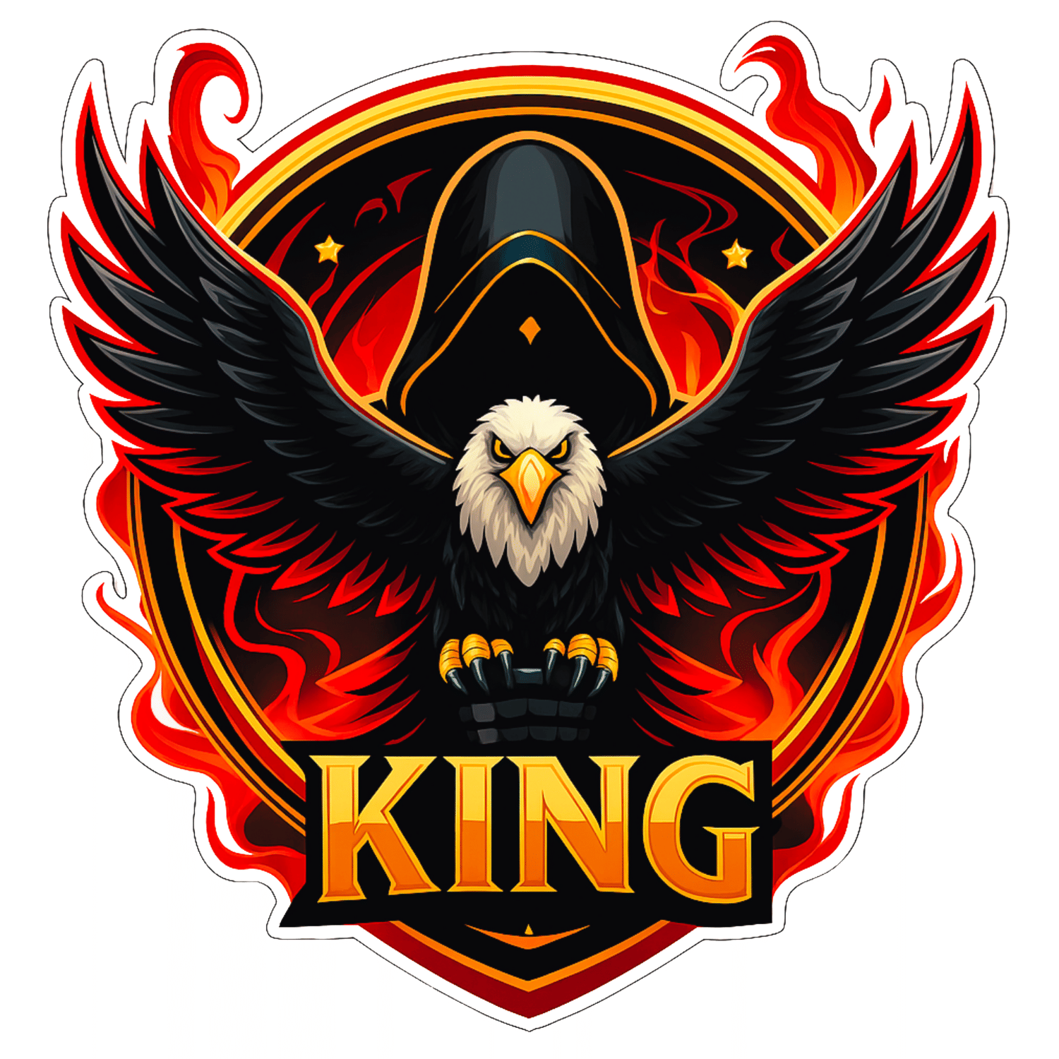 KING Eagle in Flames Vinyl Sticker | 12 x 14 cm Waterproof Decal for Bike, Laptop, Helmet, and More KING Eagle in Flames Vinyl Sticker | 12 x 14 cm Waterproof Decal for Bike, Laptop, Helmet, and More