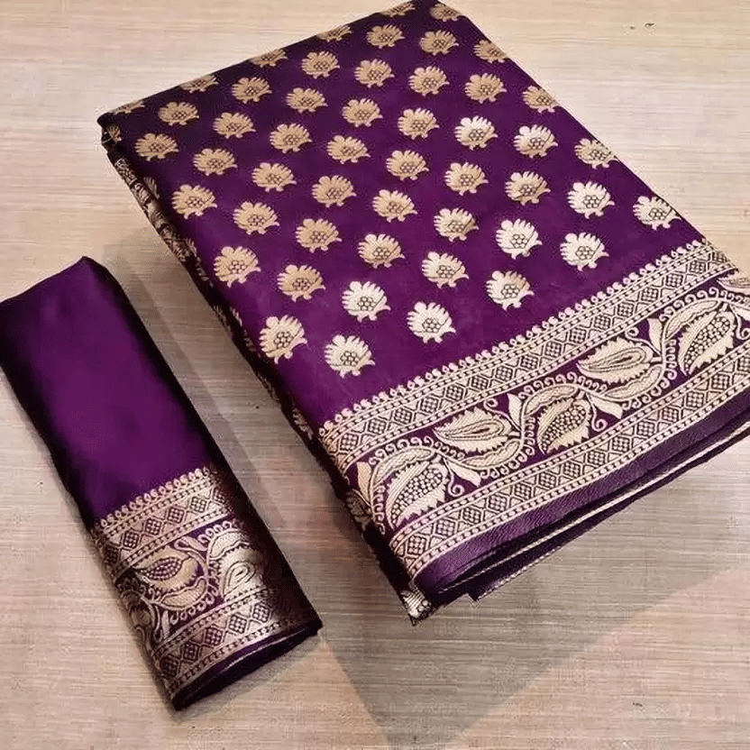 KIVERA Silk Blend Woven Design Banarasi saree With Unstitched Blouse Piece ( Wine ) KIVERA Silk Blend Woven Design Banarasi saree With Unstitched Blouse Piece ( Wine )