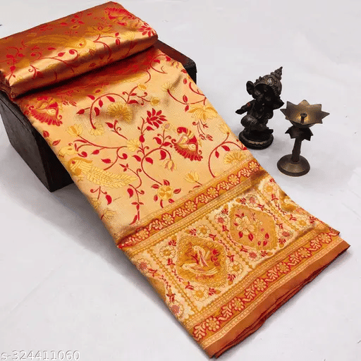 KIVERA Silk Blend Woven Design Banarasi saree With Unstitched Blouse Piece ( Gold ) KIVERA Silk Blend Woven Design Banarasi saree With Unstitched Blouse Piece ( Gold )