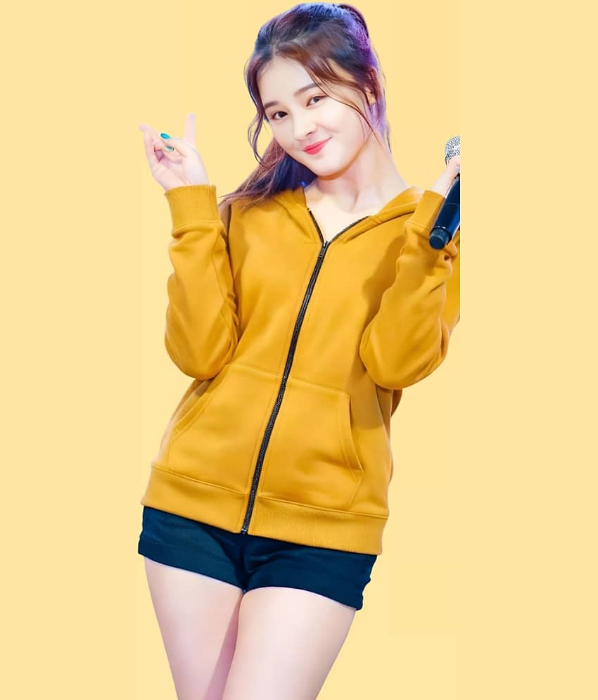 Kintu Parantu Women Hooded Fleece Jacket ( Yellow ) - Jackets & Coats | Buy online on ZillyBuy