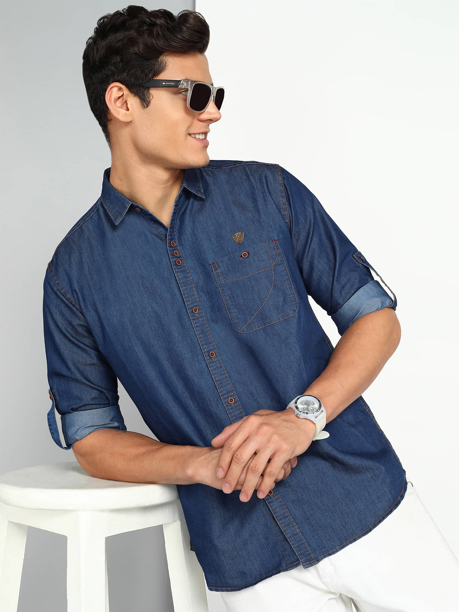 Kuons Avenue Denim Regular Fit Solids Full Sleeves Men's Casual Shirt - Blue ( Pack of 1 ) Kuons Avenue Denim Regular Fit Solids Full Sleeves Men's Casual Shirt - Blue ( Pack of 1 )