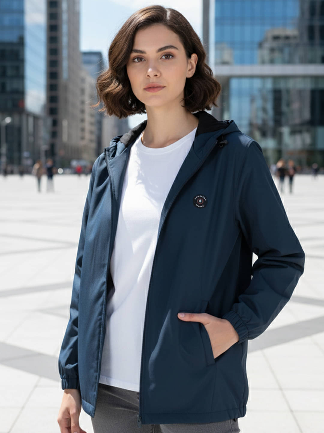     			Mountain colours Women Hooded Puffer Jacket ( Blue )