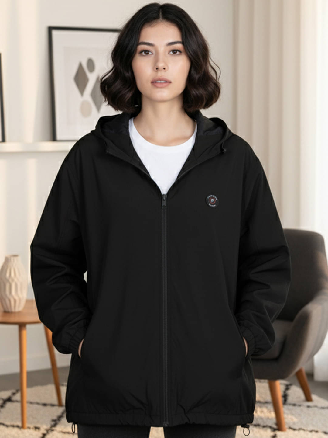     			Mountain colours Women Hooded Puffer Jacket ( Black )