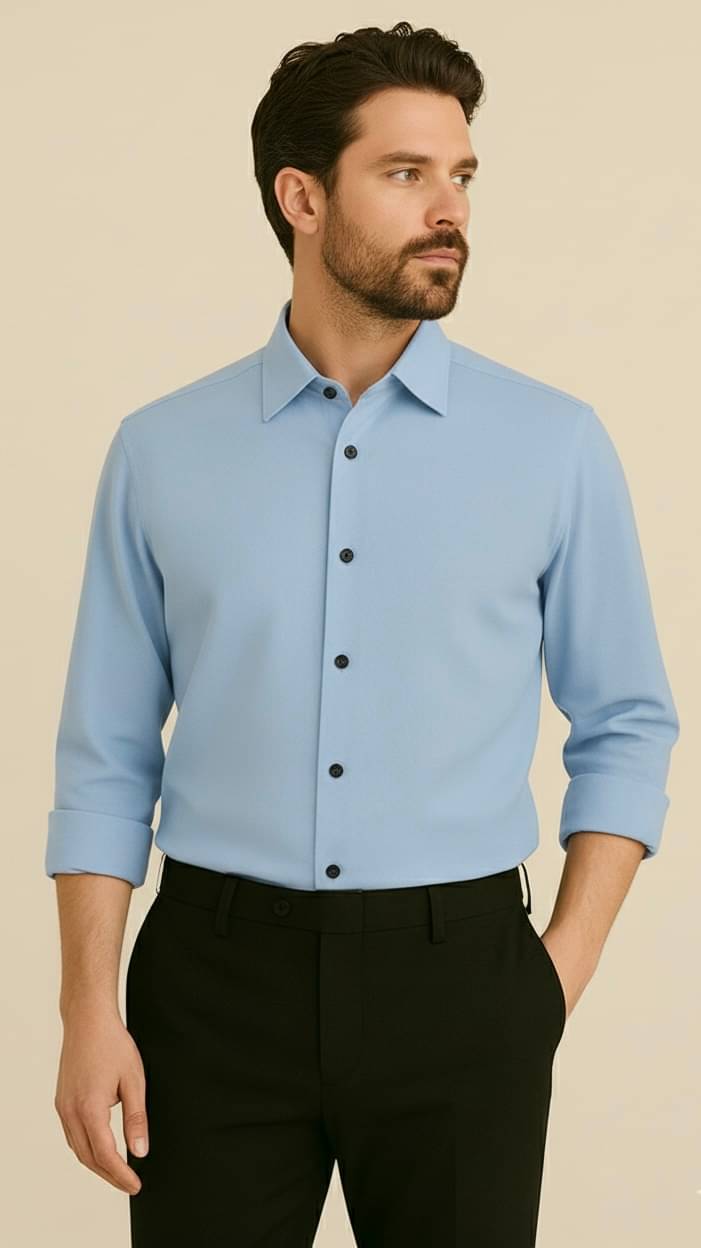     			Moxie Cotton Blend Regular Fit Striped Full Sleeves Men's Casual Shirt - Light Blue ( Pack of 1 )