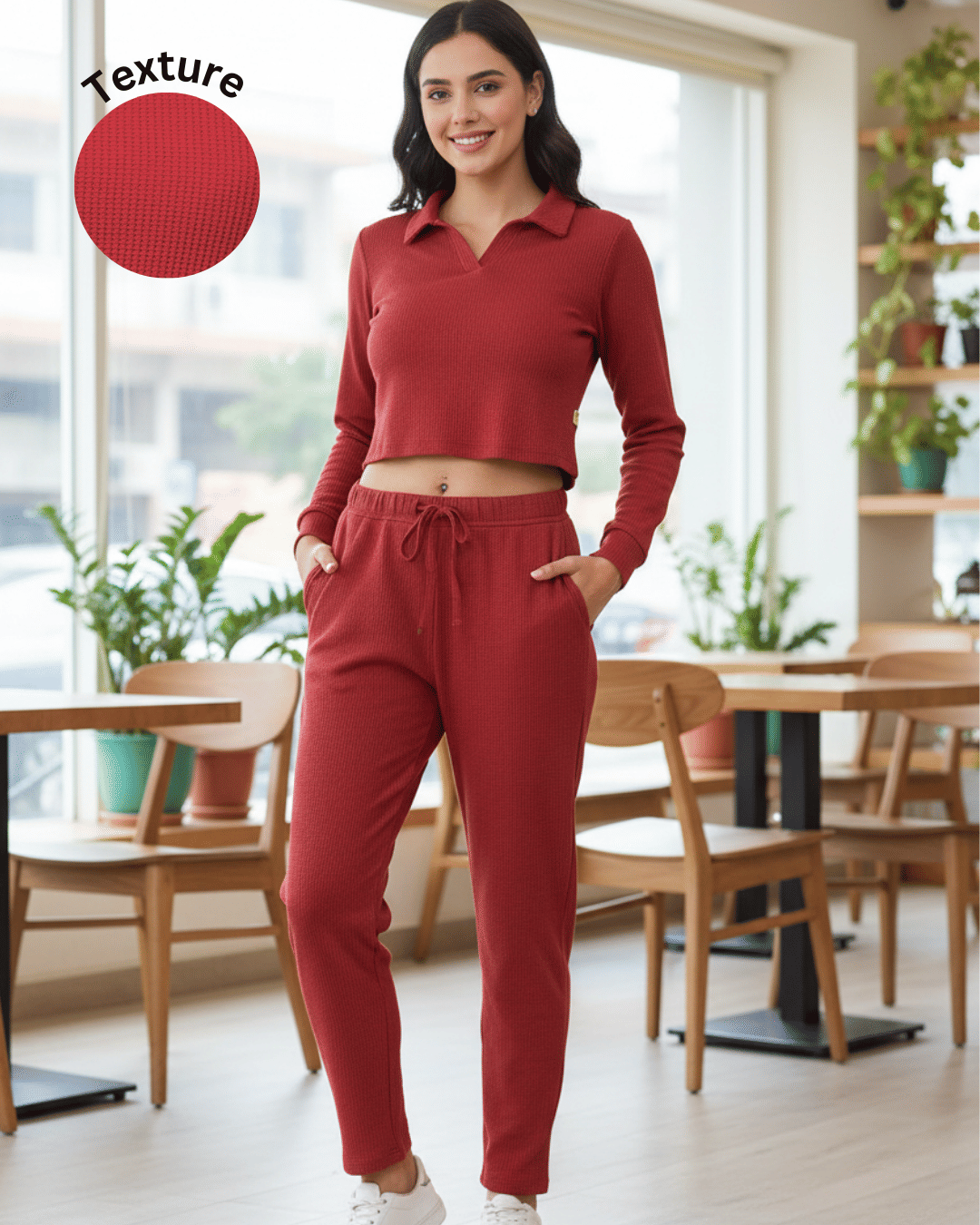     			Rigo Women Self Design Top With Trousers Co-Ord Set ( Maroon )