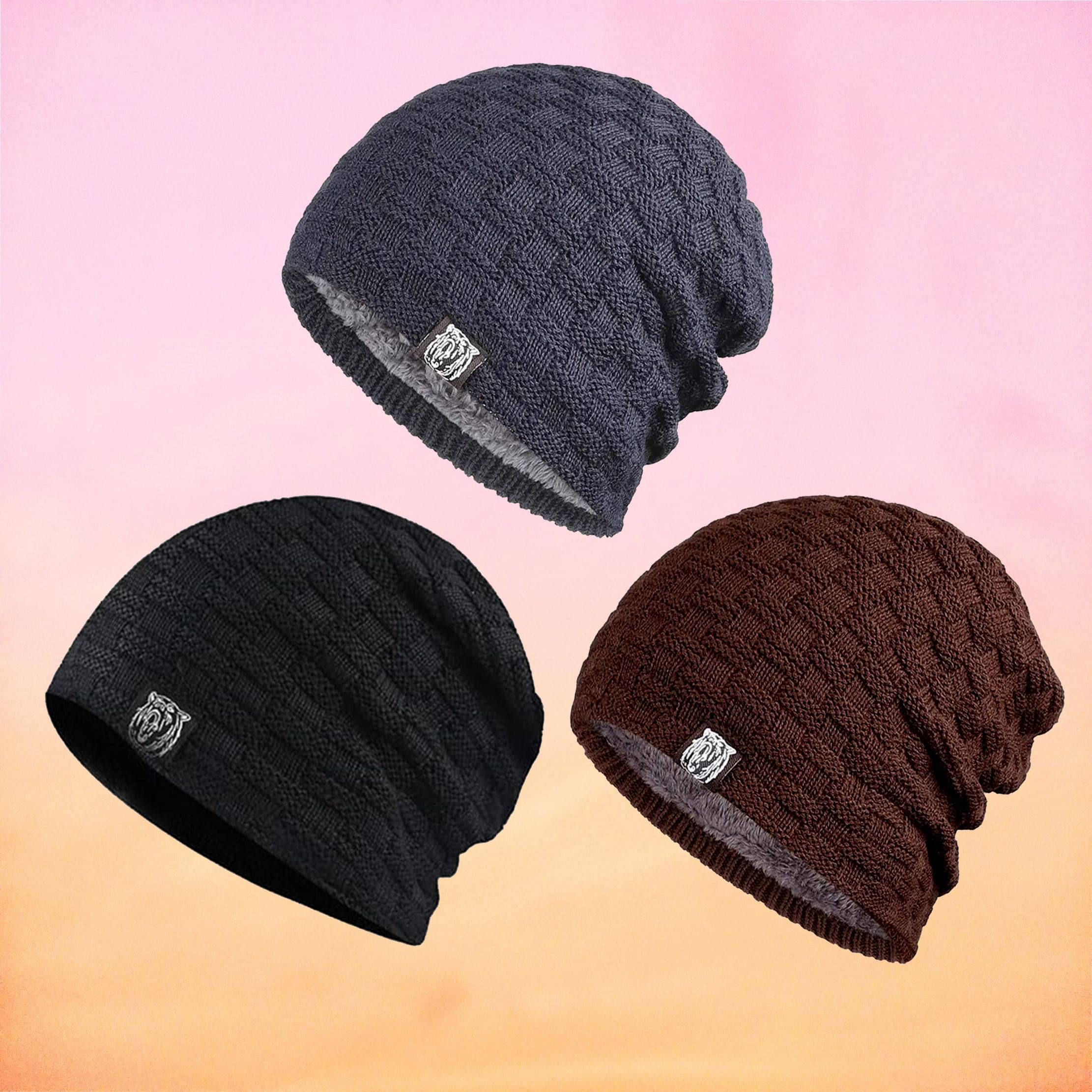     			Rigzy Multicolor Woollen Women's Cap ( Pack of 3 )
