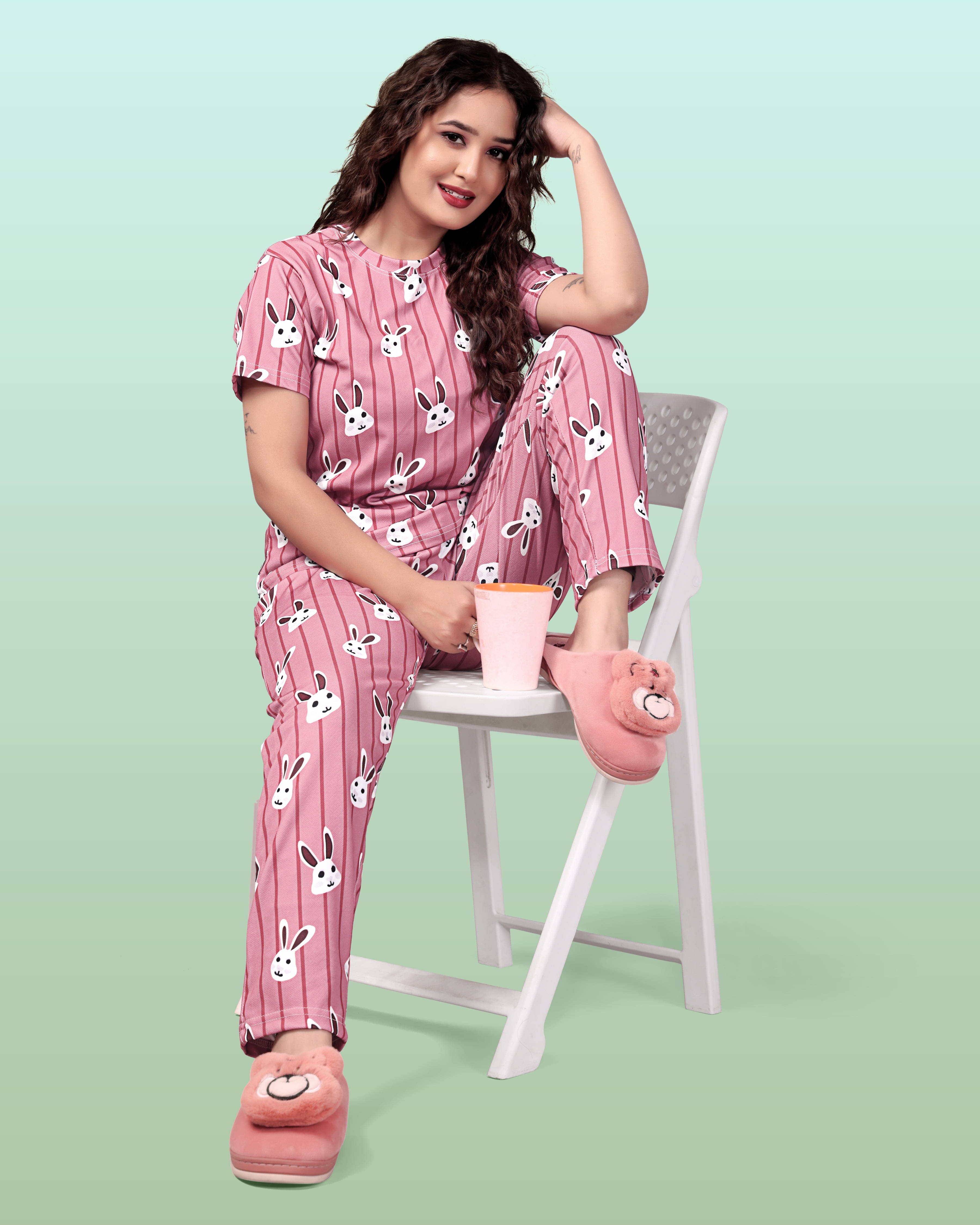     			SAKARMAA Cotton Blend Printed Women Top with Pyjama ( Brown )