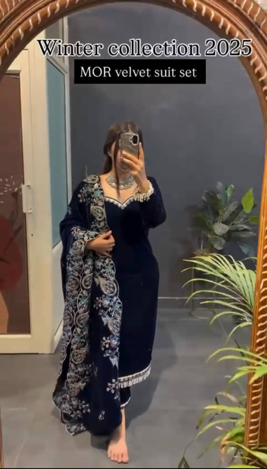     			Topshop Fashion Women Velvet Embroidered A-line Kurti With Pants ( Blue )