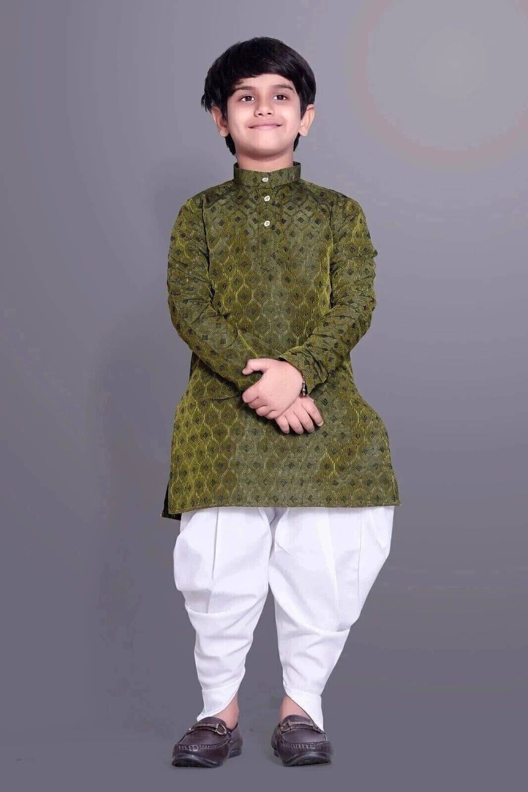     			Valaki Boys Cotton Blend Green Dhoti Kurta Set ( Pack of 1 )