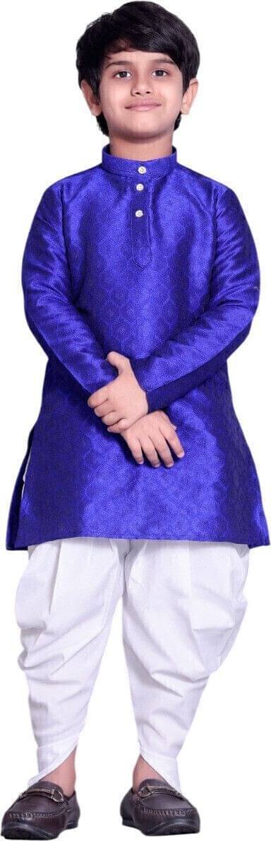 Valaki Boys Cotton Blend Navy Blue Dhoti Kurta Set ( Pack of 1 ) Valaki Boys Cotton Blend Navy Blue Dhoti Kurta Set ( Pack of 1 )