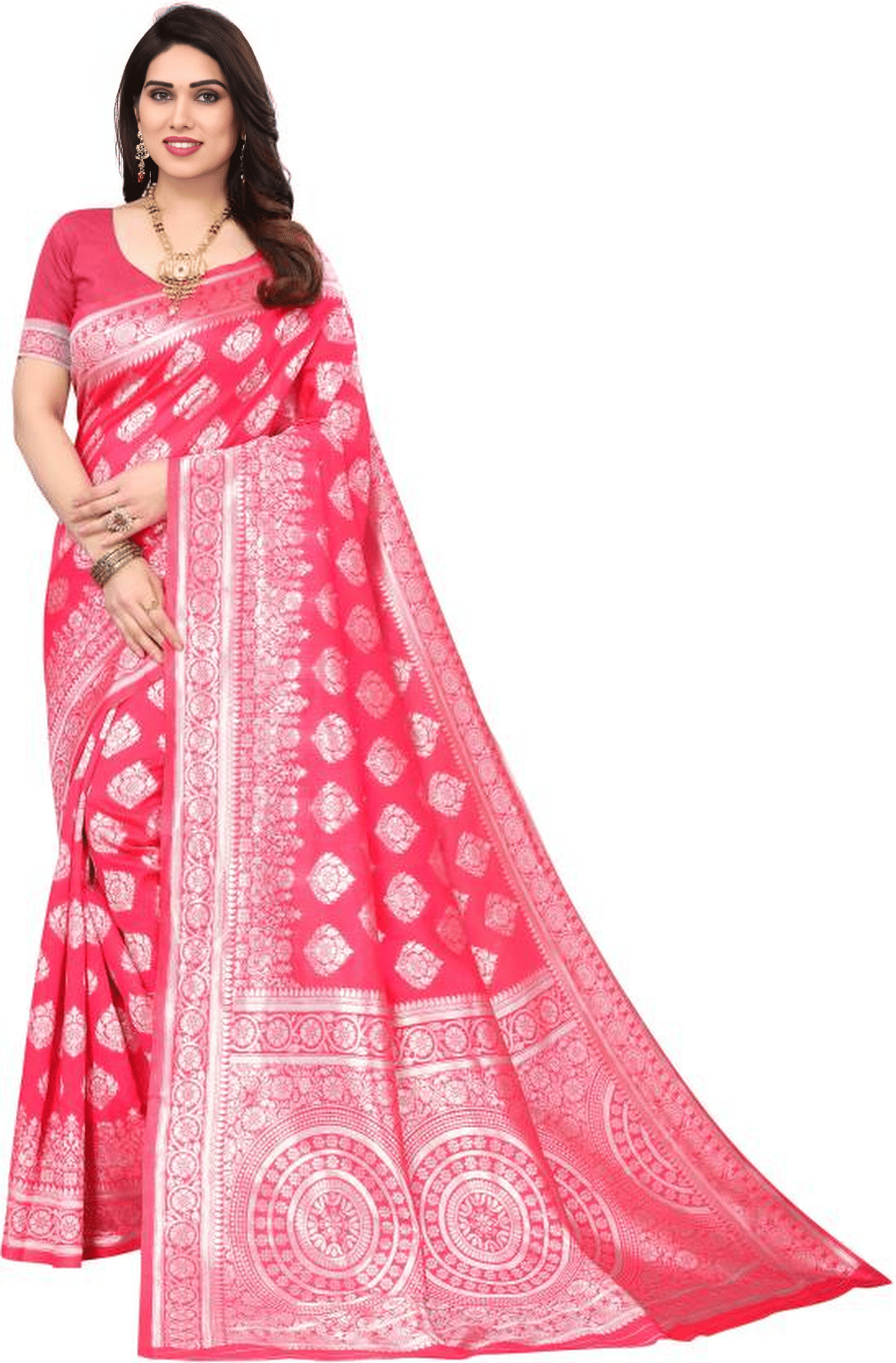 ANAND SAREES Jacquard Woven Design Banarasi saree With Unstitched Blouse Piece ( Pink ) ANAND SAREES Jacquard Woven Design Banarasi saree With Unstitched Blouse Piece ( Pink )