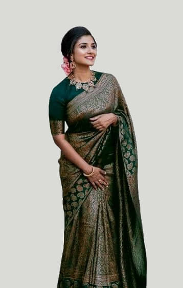 ANAND SAREES Jacquard Woven Design Banarasi saree With Unstitched Blouse Piece ( Green ) ANAND SAREES Jacquard Woven Design Banarasi saree With Unstitched Blouse Piece ( Green )
