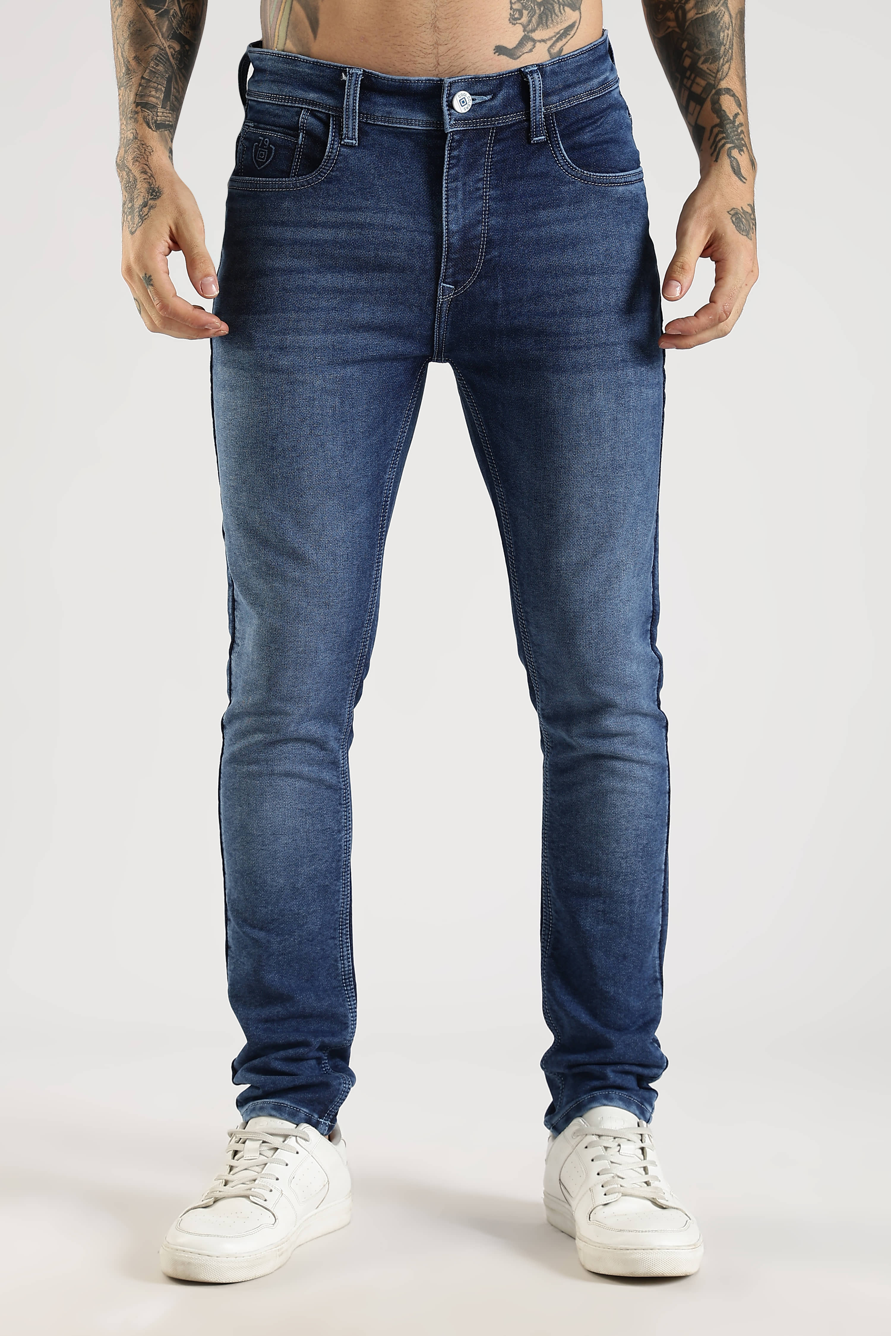 Cool Colors Skinny Fit Clean Look Men's Jeans - Mid Blue ( Pack of 1 ) - Jeans | Buy online on ZillyBuy
