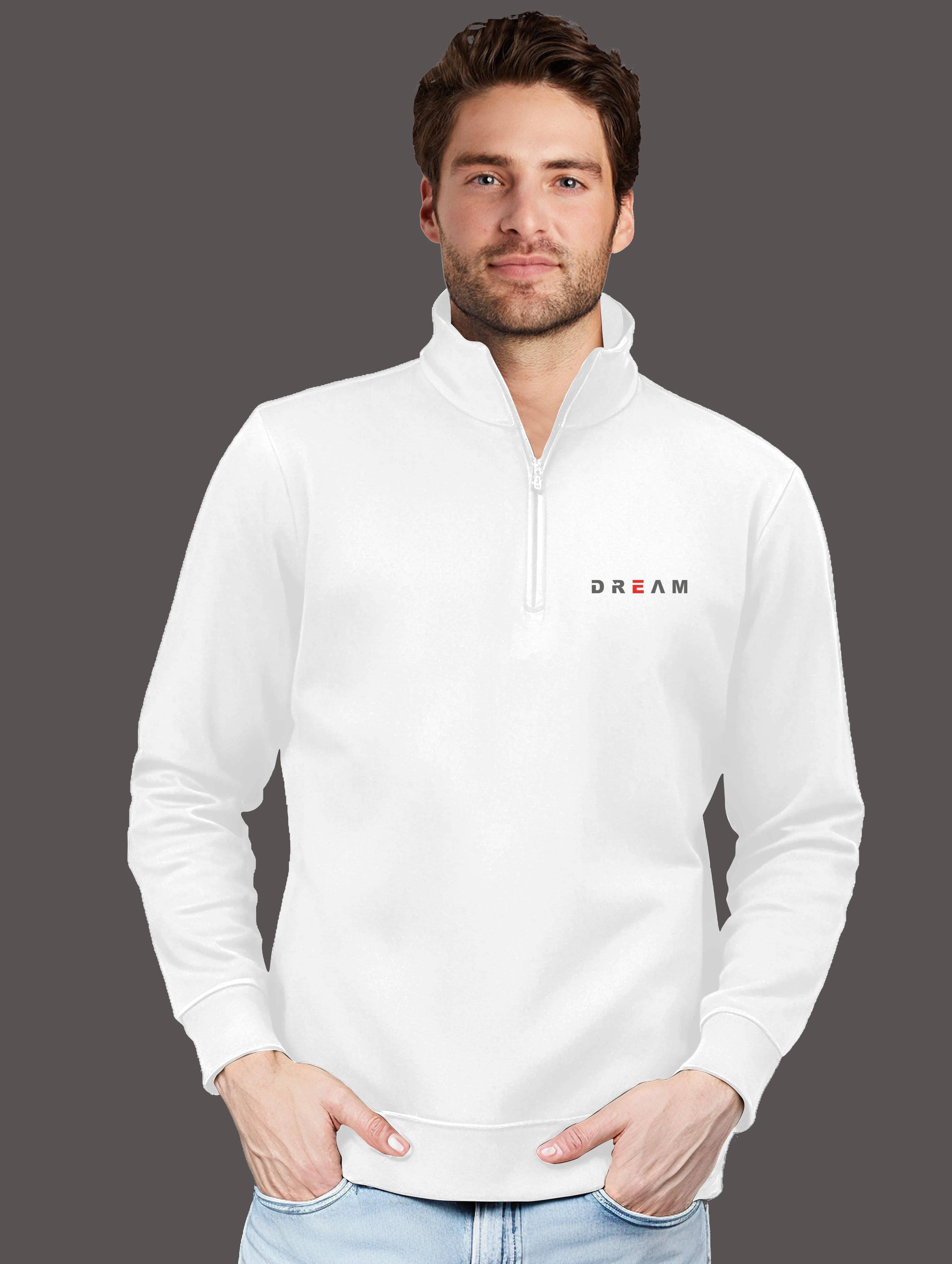     			Fast Colors Cotton Blend Fleece High Neck Men's Sweatshirt - White ( Pack of 1 )