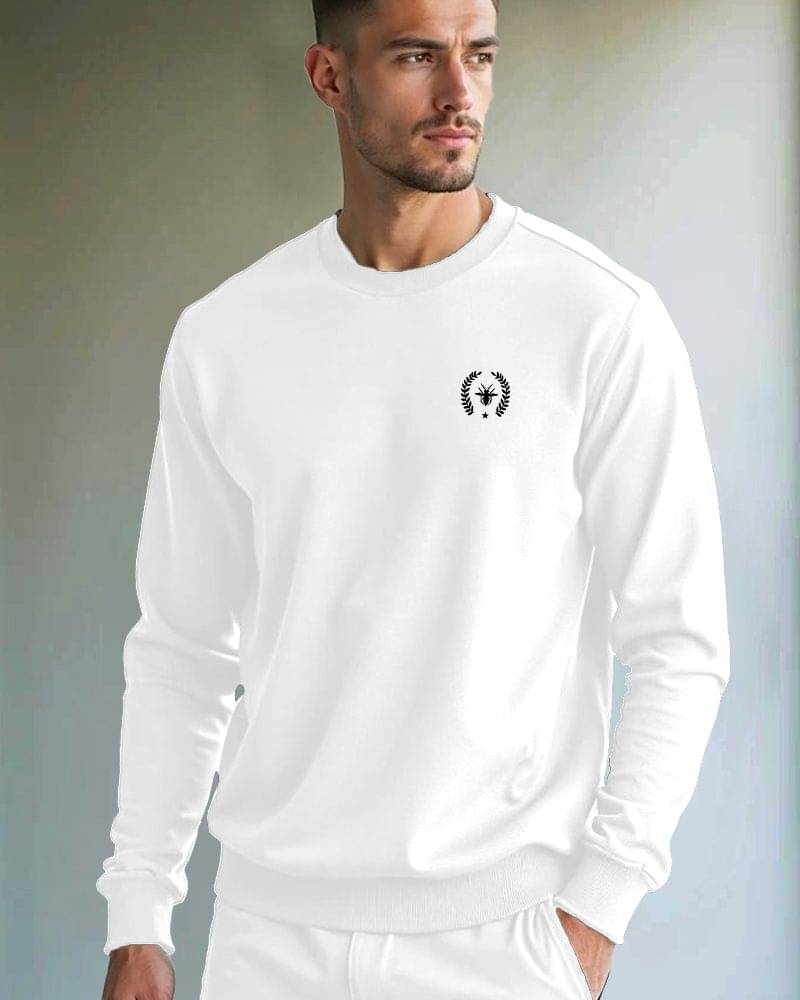 Fast Colors Cotton Blend Fleece Round Neck Men's Sweatshirt - White ( Pack of 1 ) Fast Colors Cotton Blend Fleece Round Neck Men's Sweatshirt - White ( Pack of 1 )