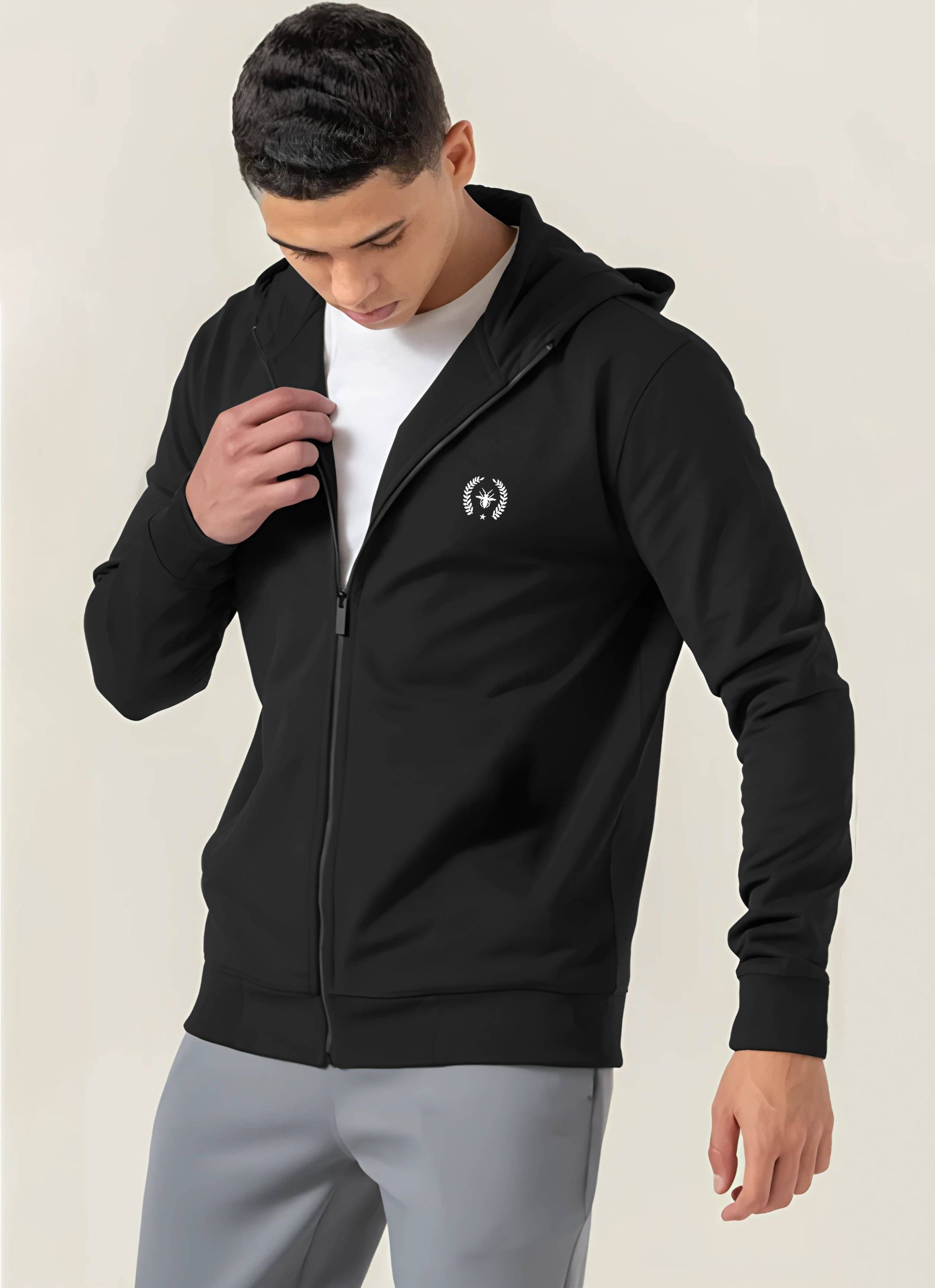 Fast Colors Cotton Blend Fleece Hooded Men's Sweatshirt - Black ( Pack of 1 ) Fast Colors Cotton Blend Fleece Hooded Men's Sweatshirt - Black ( Pack of 1 )