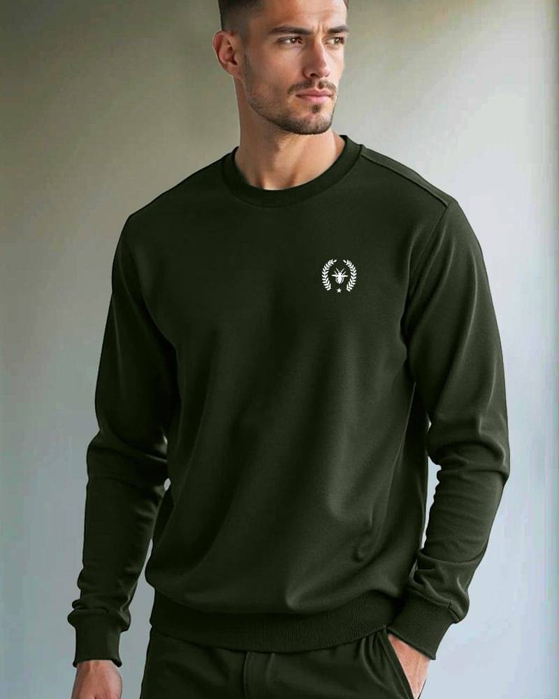 Fast Colors Cotton Blend Fleece Round Neck Men's Sweatshirt - Green ( Pack of 1 ) Fast Colors Cotton Blend Fleece Round Neck Men's Sweatshirt - Green ( Pack of 1 )